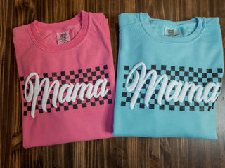 Mama Checkered Dyed Crunchberry Tee