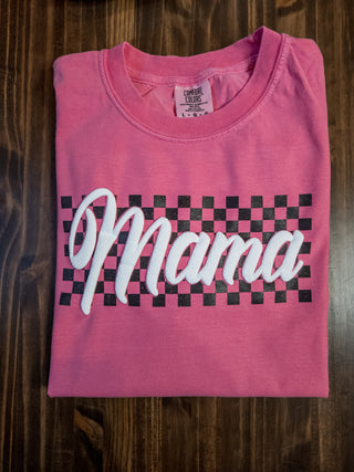 Mama Checkered Dyed Crunchberry Tee