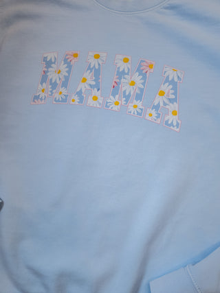 SMALL Mama Daisy Print Hydrangea Fleece Dyed Crewneck Sweatshirt