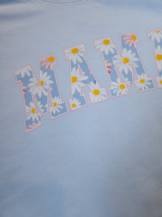 SMALL Mama Daisy Print Hydrangea Fleece Dyed Crewneck Sweatshirt