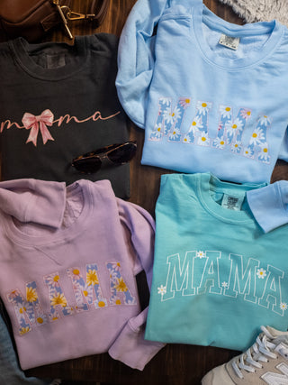 SMALL Mama Daisy Print Hydrangea Fleece Dyed Crewneck Sweatshirt