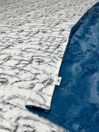 White & Grey Marble Minky Blanket *Many backing Options *Ready To Ship