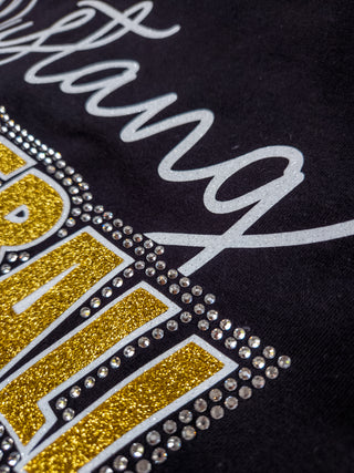 Mustang Baseball Rhinestone Black Tee