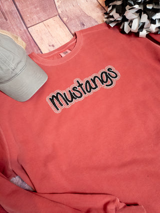 Mustangs Rhinestone Dyed Crewneck Sweatshirt