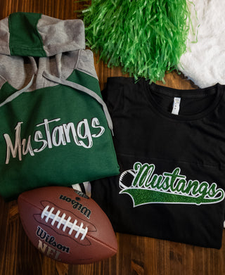 Mustangs Football Black Jersey Tee - Sparkle
