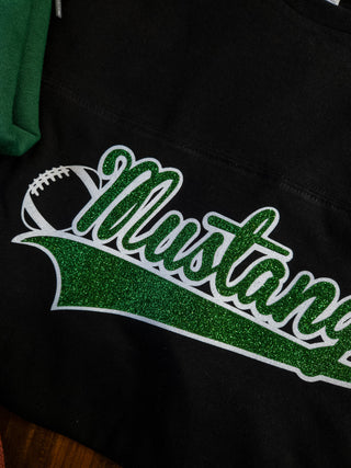 Mustangs Football Black Jersey Tee - Sparkle