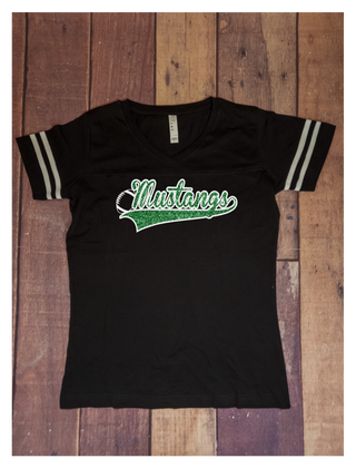Mustangs Football Black Jersey Tee - Sparkle
