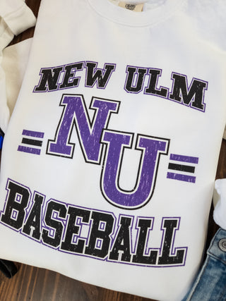 New Ulm Baseball Dyed White Crewneck Sweatshirt