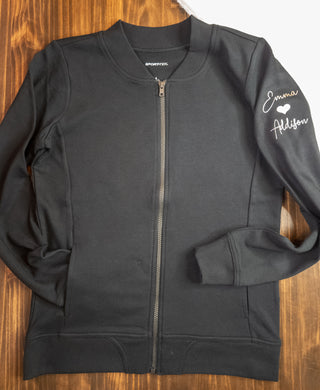 New Ulm Dance Black French Terry Bomber Zip-Up