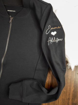 New Ulm Dance Black French Terry Bomber Zip-Up