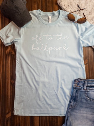 Off To The Ballpark Heather Ice Blue Tee