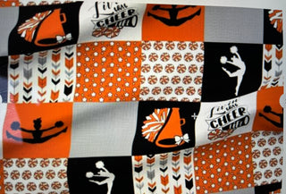 Orange Live Love Cheer Quilt Blocks Minky Blanket *Choose Size & Backing *Can Add Custom Embroidery