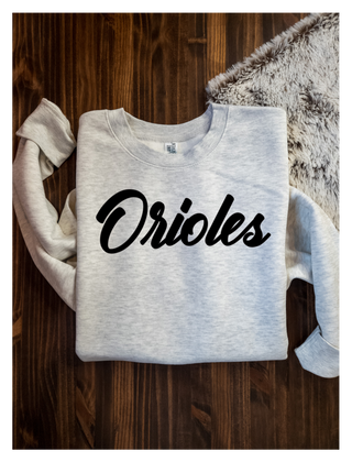 Orioles Black Puff Oatmeal Plush Crewneck Sweatshirt