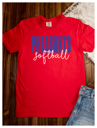 Pheasants Softball Red Dyed Tee