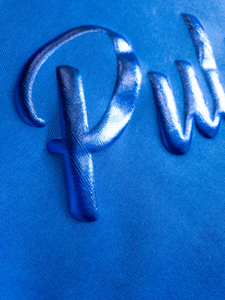 Pulse Blue Metallic Puff Blue Crewneck Sweatshirt