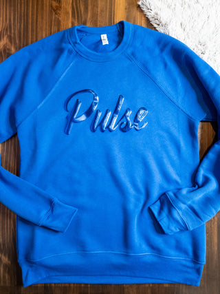 Pulse Blue Metallic Puff Blue Crewneck Sweatshirt