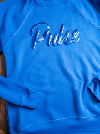 Pulse Blue Metallic Puff Blue Crewneck Sweatshirt
