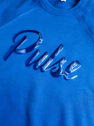 Pulse Blue Metallic Puff Blue Crewneck Sweatshirt