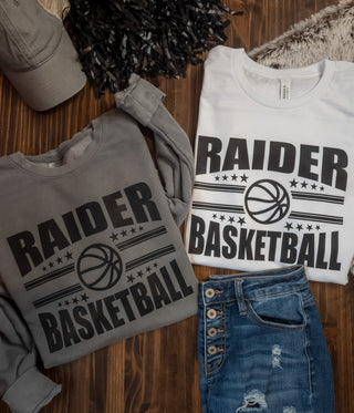 Raider Basketball Dyed Fleece Gray Crewneck Sweatshirt