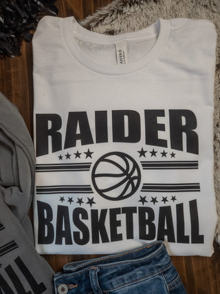 Raider Basketball Dyed Fleece White Crewneck Sweatshirt