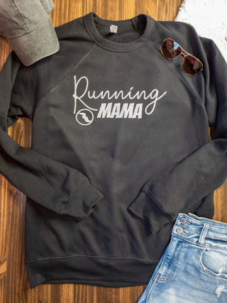Running Mama Sparkle Black Crewneck Sweatshirt