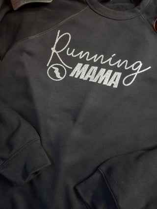 Running Mama Sparkle Black Crewneck Sweatshirt