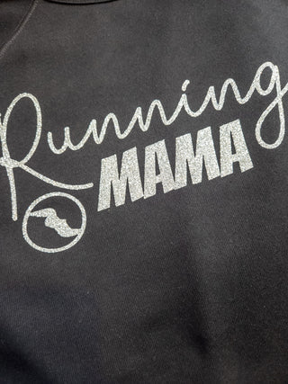 Running Mama Sparkle Black Crewneck Sweatshirt