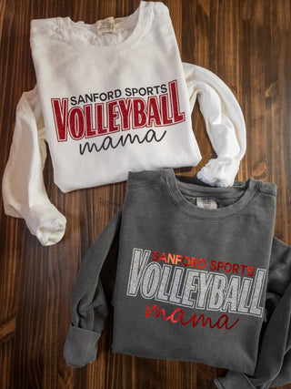 Sanford Sports Volleyball Mama Dyed White Crewneck Sweatshirt