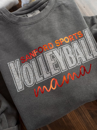 Sanford Sports Volleyball Mama Dyed Gray Crewneck Sweatshirt