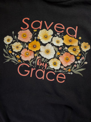 Saved By Grace Black Dyed Tee