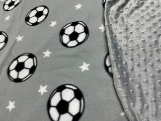 Gray Soccer Balls Blanket - Choose Backing *Embroidery Customizable