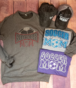 Soccer Mom Rhinestone Tee - Blue/Navy