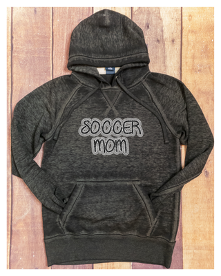 Soccer Mom Rhinestone Black Fleece Hoodie