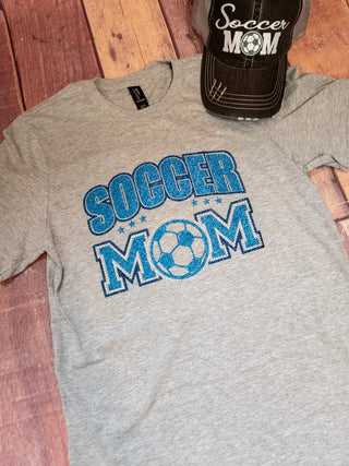 Soccer Mom Rhinestone Tee - Blue/Navy