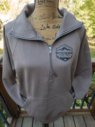 2XL South Dakota Brown Sugar Half Zip Pullover - Ladies Fit