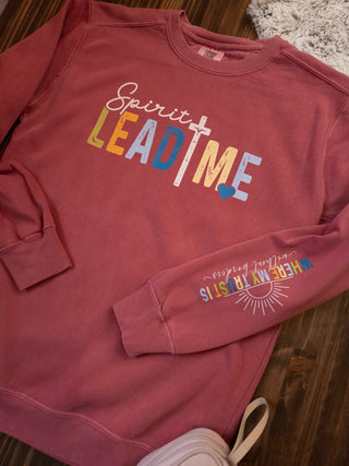 Spirit Lead Me Dyed Crimson Crewneck Sweatshirt