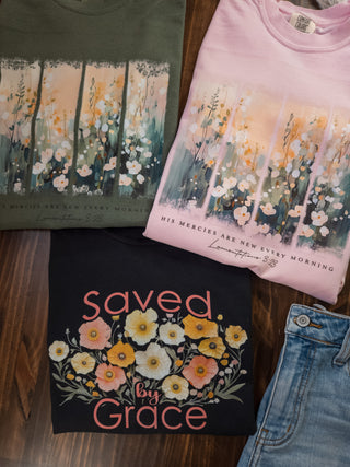 Her Mercies Are New Every Morning Sage Dyed Tee