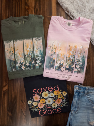 Her Mercies Are New Every Morning Sage Dyed Tee