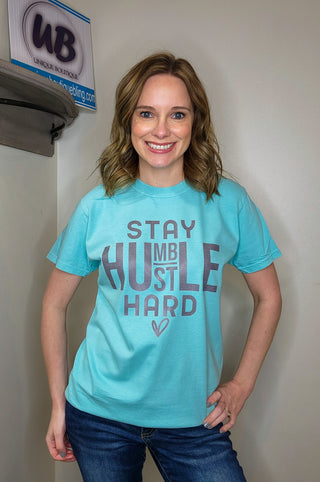 Stay Humble Hustle Hard Mint Dyed Tee
