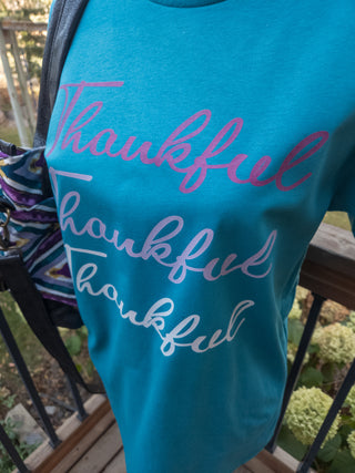Medium Thankful Thankful Thankful Teal Tee
