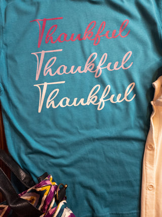 Medium Thankful Thankful Thankful Teal Tee