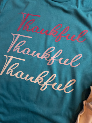Medium Thankful Thankful Thankful Teal Tee
