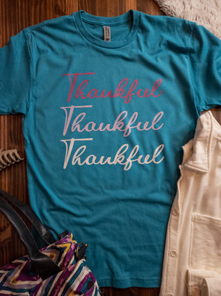 Medium Thankful Thankful Thankful Teal Tee