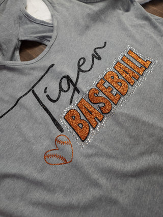 Tiger Baseball Rhinestone Keyhole Tank