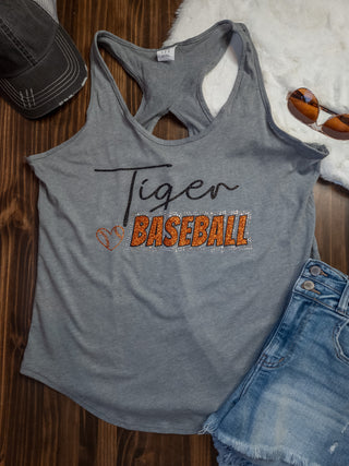 Tiger Baseball Rhinestone Keyhole Tank