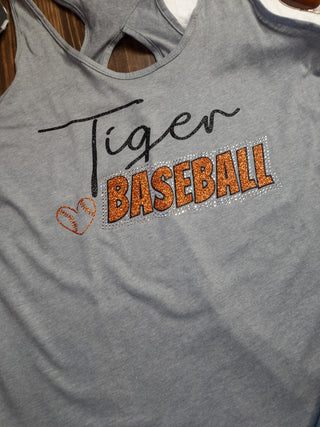 Tiger Baseball Rhinestone Keyhole Tank