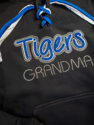 Tigers Grandma Rhinestone Lace-Up Hoodie