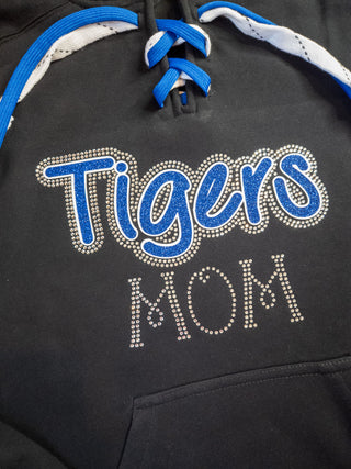 Tigers Mom Rhinestone Lace-Up Hoodie