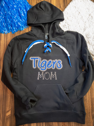 Tigers Mom Rhinestone Lace-Up Hoodie