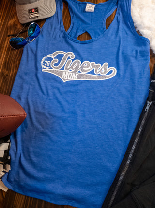 Tigers Football Mom Blue Keyhole Tank